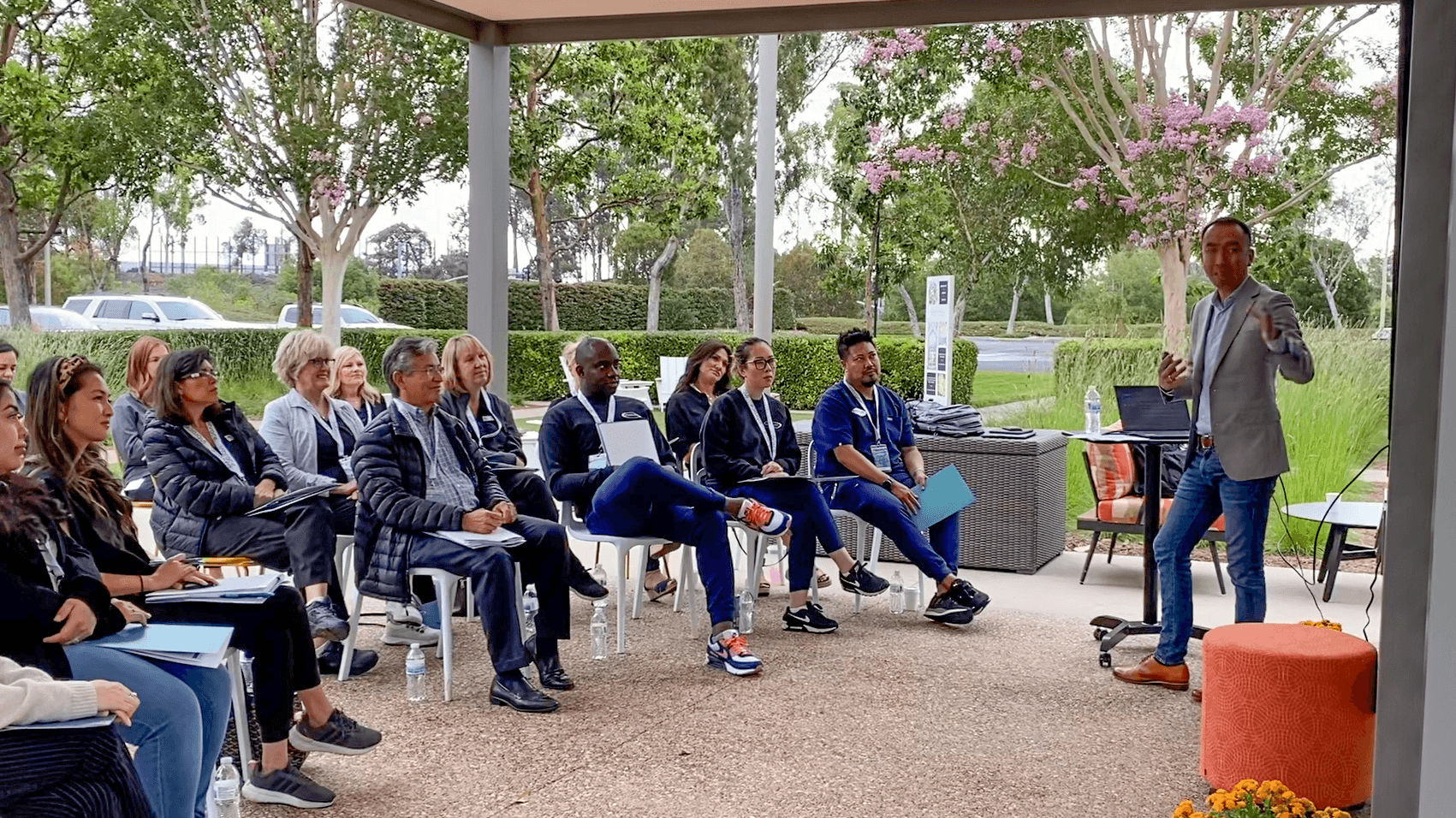 A group of people watching a class